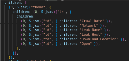 Dark Data table columns Crawl Date, Network, Leak Name, Leak Host, Download Location, Open