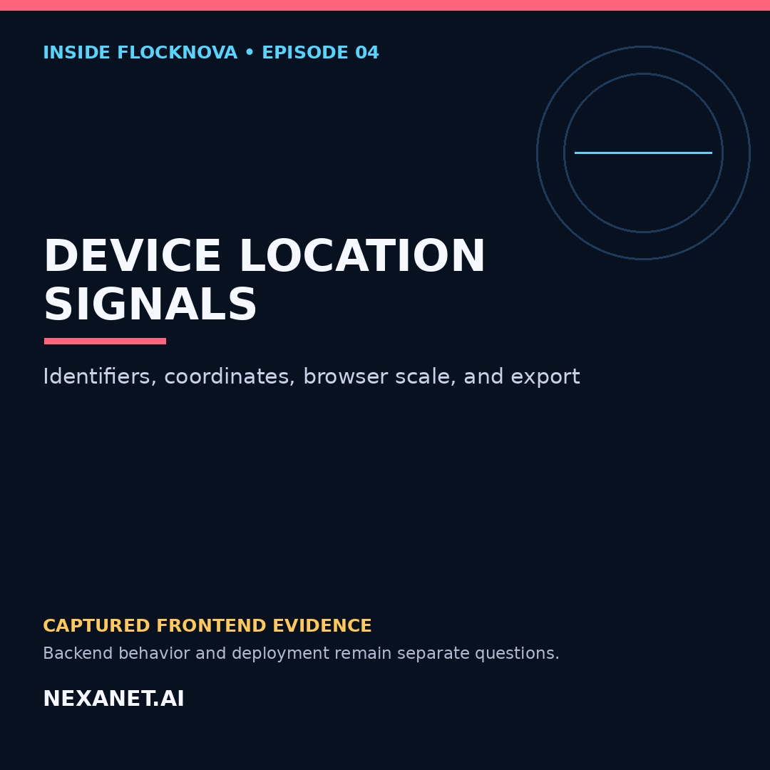Explainer diagram showing device identifiers leading to coordinate-bearing signal records, map rendering, and CSV export