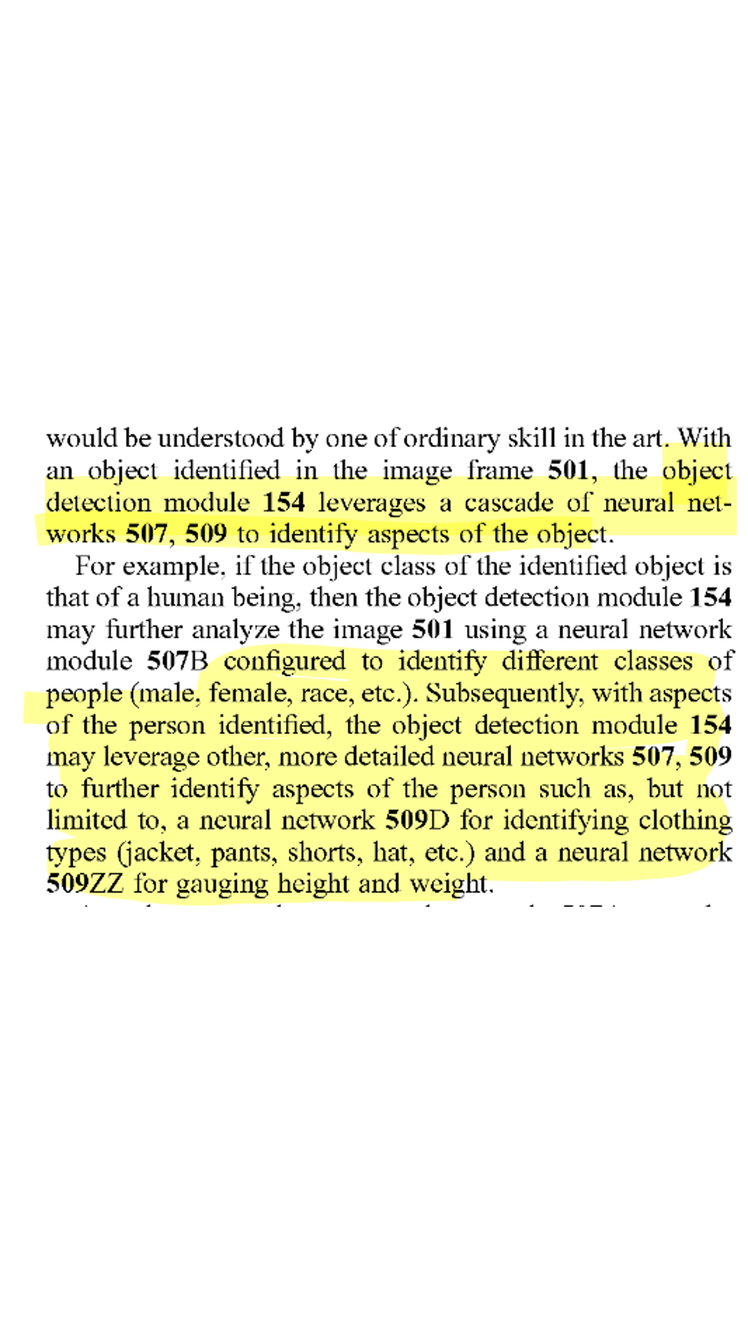 Patent excerpt discussing person attributes