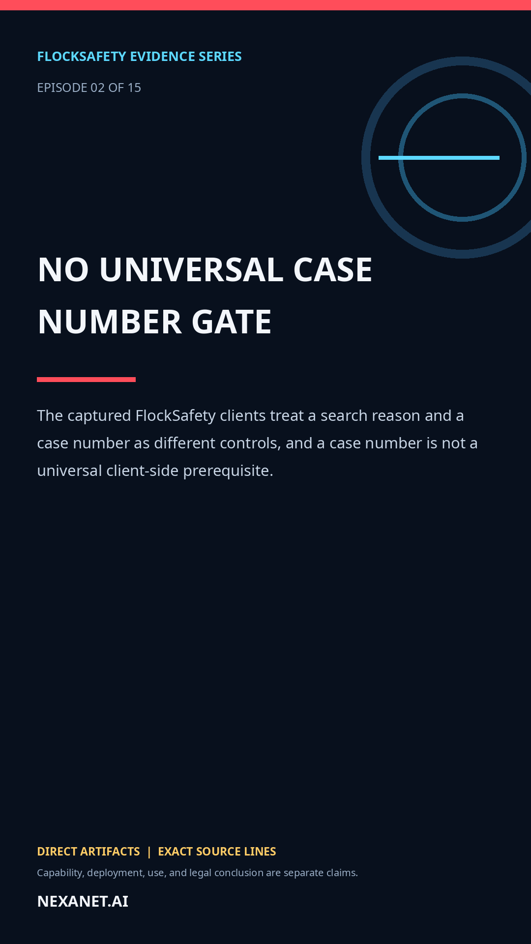 Investigative cover reading No Universal Case Number Gate