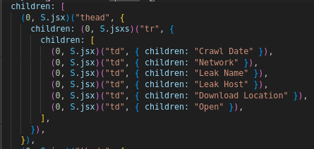 Dark Data table columns Crawl Date, Network, Leak Name, Leak Host, Download Location, Open