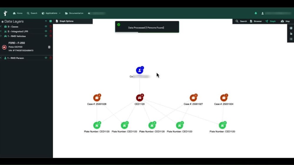 Search config entry showing DarkData key, permission, endpoint, and resultKey darkDocs